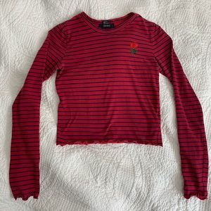 Long-Sleeved Red & Blue Striped Shirt